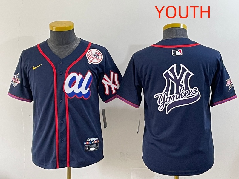 Youth 2025 New York Yankees Blank Drak Blue All star Blank Blue Nike MLB Jersey style 11->youth mlb jersey->Youth Jersey